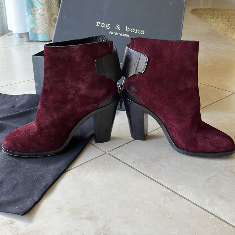 Rag &Bone Kerr Booties - color is Bordeaux - suede